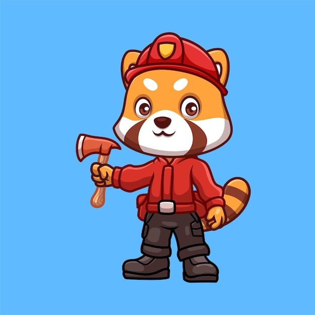 Vector el bombero panda rojo es una caricatura linda.