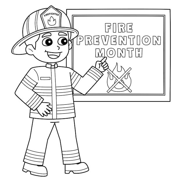 Bombero que enseña prevención de incendios aislado