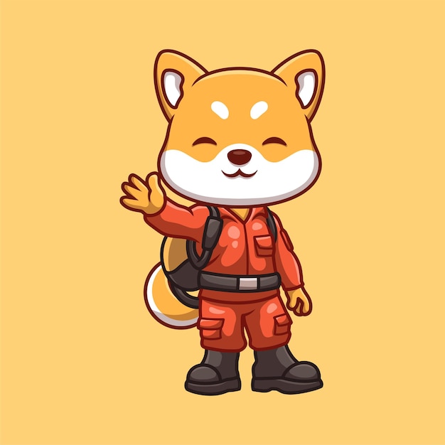 El bombero Shiba Inu es una caricatura linda.