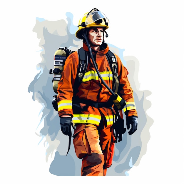 bombero vector emergencia seguridad ilustración bombero fuego casco protección rescate dep