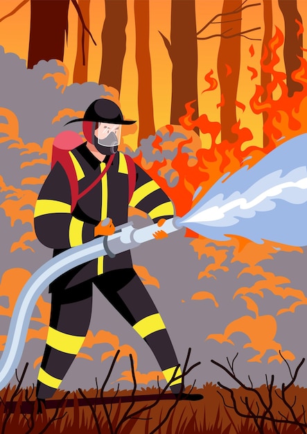 Bomberos con una manguera