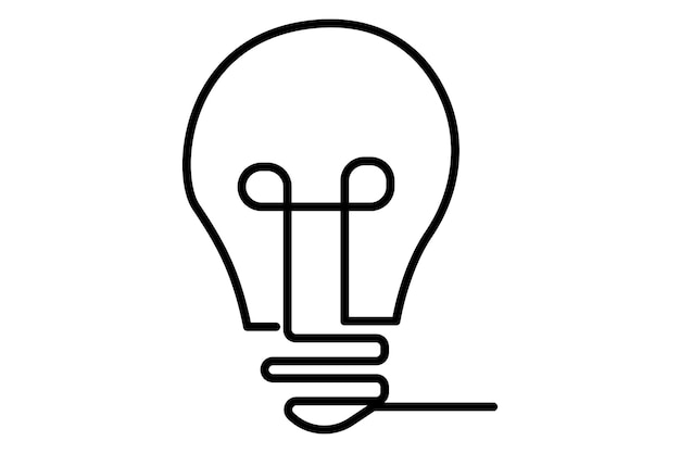Bombilla aislada en bombilla blanca ilustración de arte vectorial de contorno de una línea