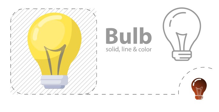 Vector bombilla, aislado, plano, ilustración, bombilla, línea, icono