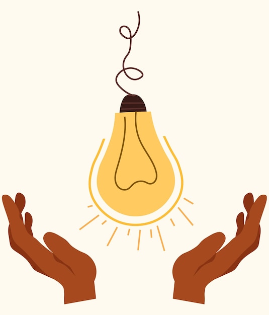Una bombilla como símbolo de crear una idea de negocio brillante, encontrar soluciones, comprender.