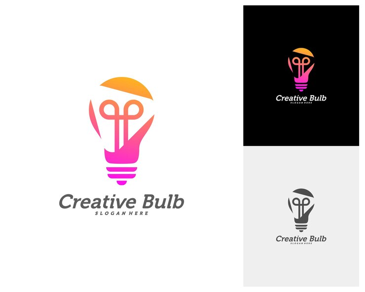 Vector bombilla creativa con conceptos de logotipo de icono de reproducción iconos de colores abstractos elementos y plantilla de símbolos vector