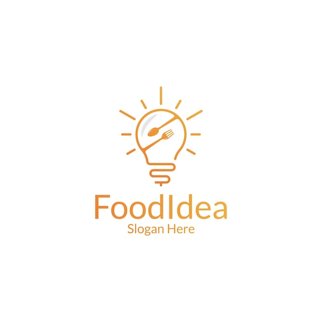 Bombilla con diseño de logotipo de idea de comida de cuchara y tenedor