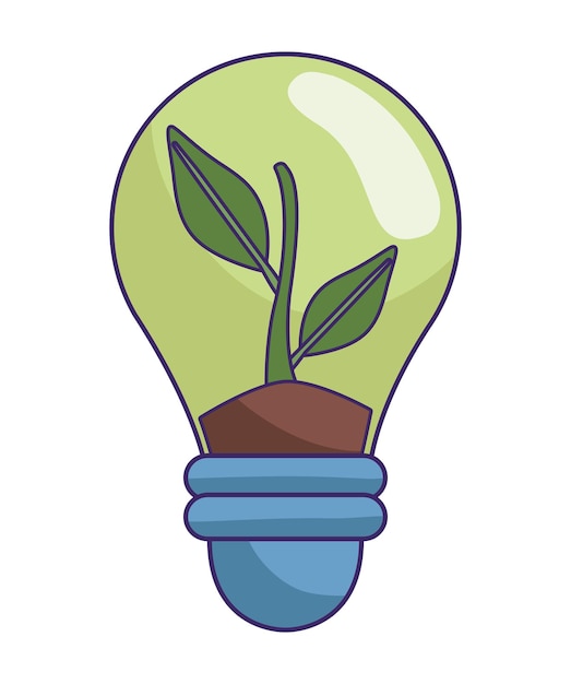 bombilla ecológica con icono de planta