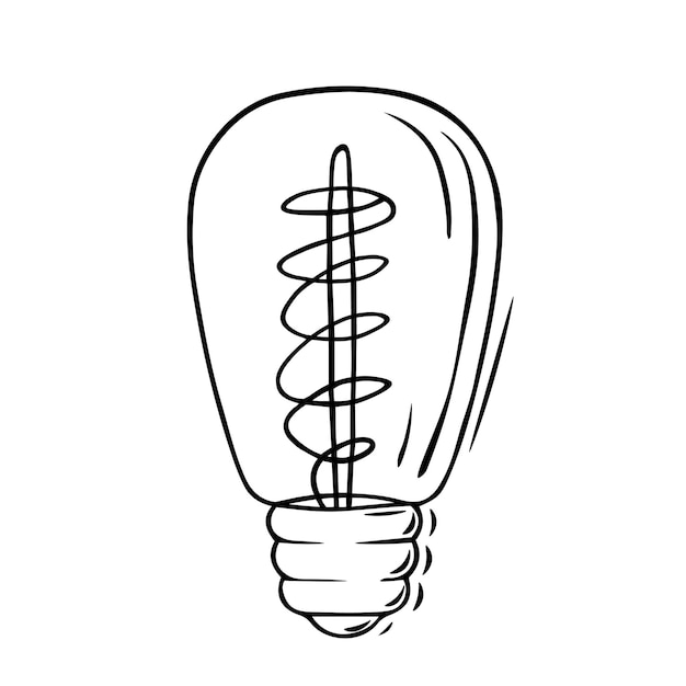 Bombilla Edison en estilo retro dibujada linealmente Bombillas incandescentes de vidrio