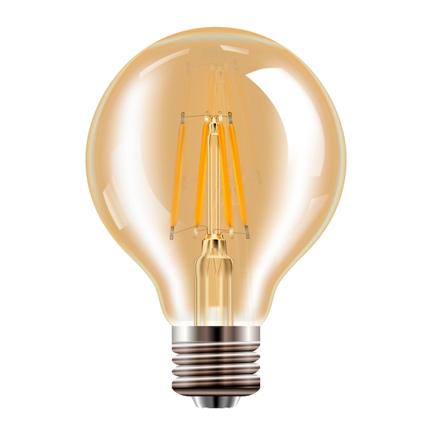 Bombilla Edison. Lámpara vintage transparente. Realista