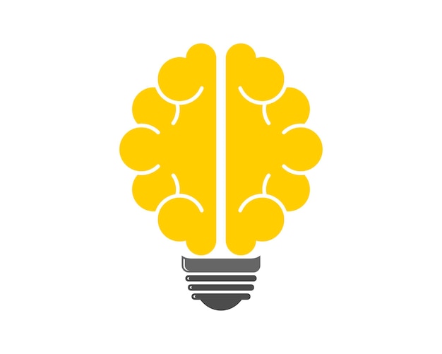 Bombilla con forma de cerebro dentro