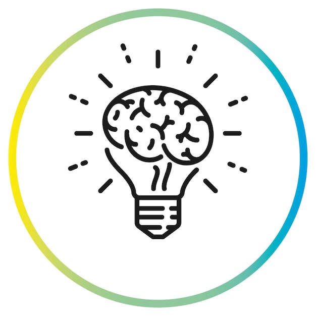bombilla idea icono conocimiento innovación cerebro dentro de la bombilla logo luz solución pensamiento