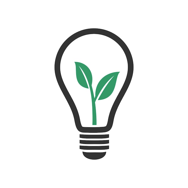Bombilla Lámpara Hoja Natural Logo Plantilla Ilustración Diseño Vector EPS 10