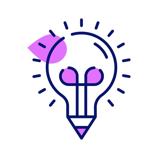 Bombilla con lápiz que denota el concepto icono de escritura creativa diseño personalizable