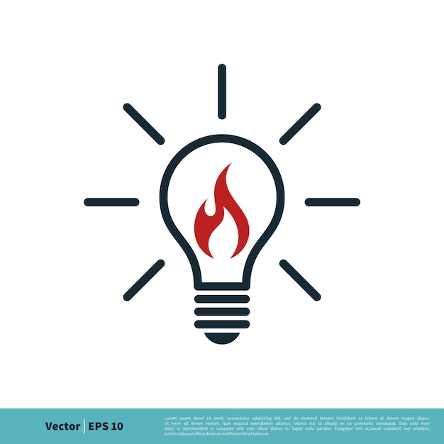 Bombilla con llama de fuego Icono Vector Logo Plantilla Ilustración Diseño Vector EPS 10