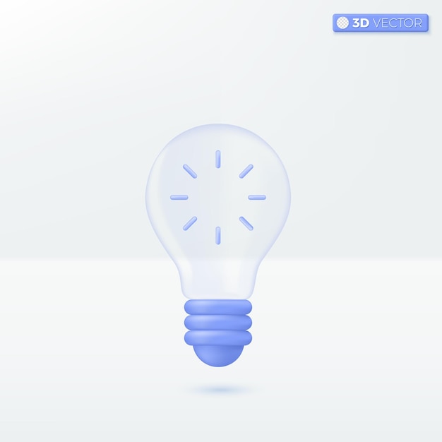 Bombilla de luz icono de transparencia símbolo innovación creativa desarrollo idea icono metáfora 3D vector aislado diseño de ilustración Pastel de dibujos animados Estilo mínimo Utilizado para aplicación móvil ux ui anuncio impreso