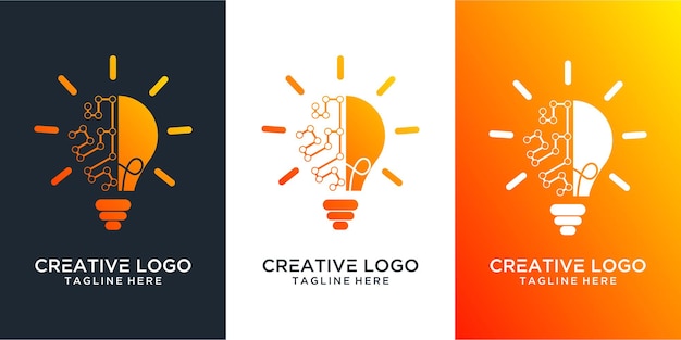 Bombilla de luz idea de lámpara innovación creativa energía diseño de logotipo