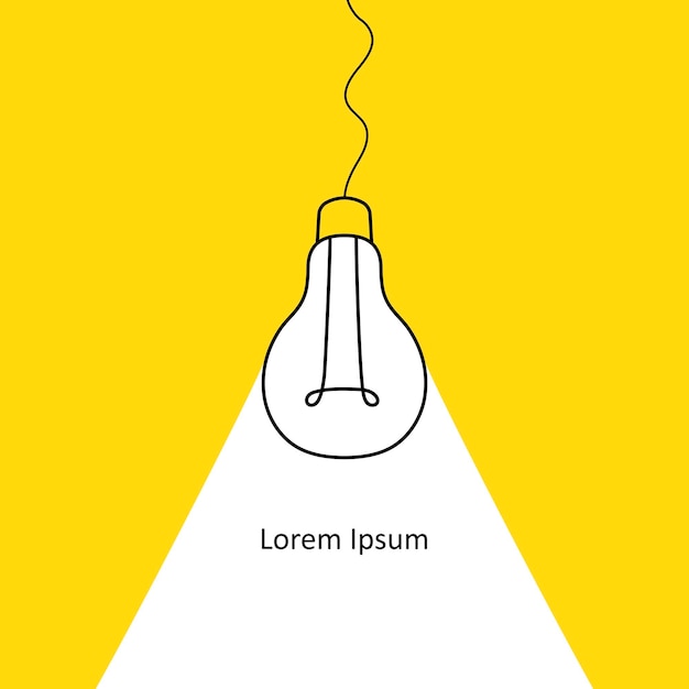 Bombilla de luz de línea de dibujo a mano. buena idea. ilustración para impresión, web. ilustración vectorial.