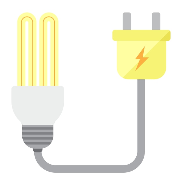 bombilla de luz plana con ilustración de enchufe en imágenes prediseñadas de refrigerador de fondo blanco