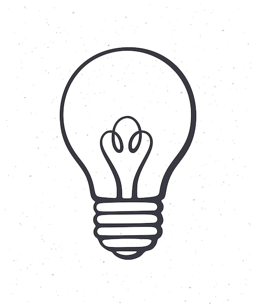 Bombilla de luz Símbolo de esquema de idea nueva solución y creatividad Ilustración vectorial Dibujado a mano