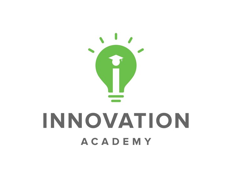 Vector bombilla de luz y sombrero de graduación, simple, elegante, creativo, geométrico, moderno, logotipo, diseño