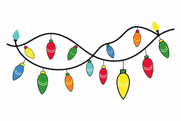 Bombilla de Navidad Luces de Navidad de colores bombillas aisladas sobre fondo blanco