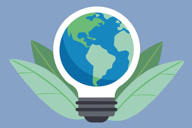 Bombilla con planeta tierra verde Ecología y diseño conceptual de energía renovable