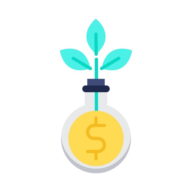 Una bombilla con un signo de planta de dólar