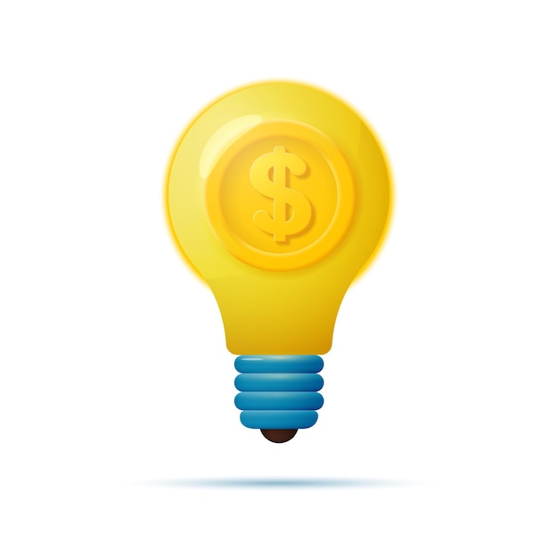 Bombilla con símbolo de dinero Concepto de una nueva idea rentable Ilustración vectorial