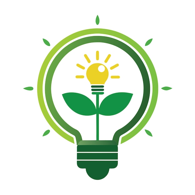 una bombilla verde con una planta verde en ella
