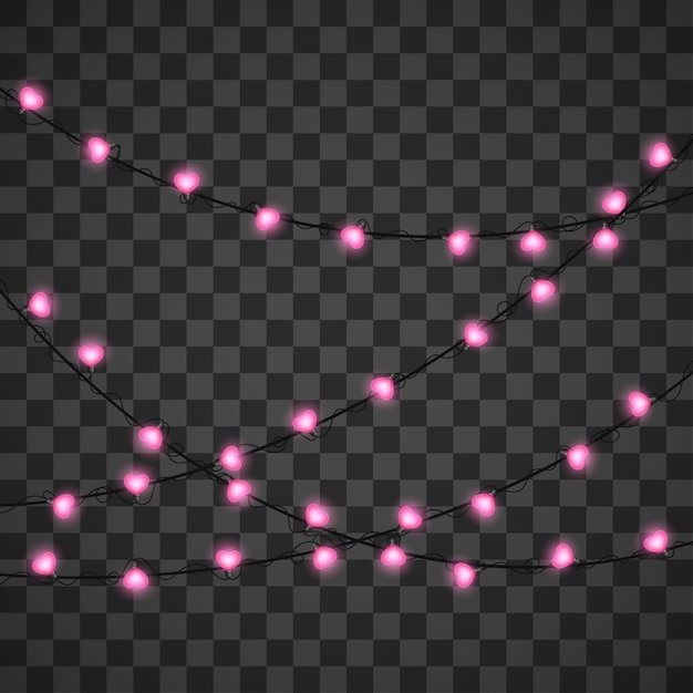Bombillas de corazones aislados en transparente