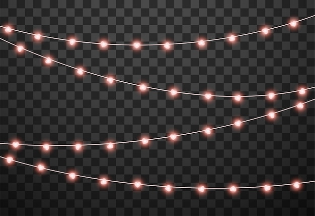 Bombillas en forma de corazón en guirnaldas