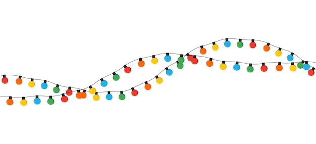 Bombillas de luces de Navidad aislado sobre fondo blanco.