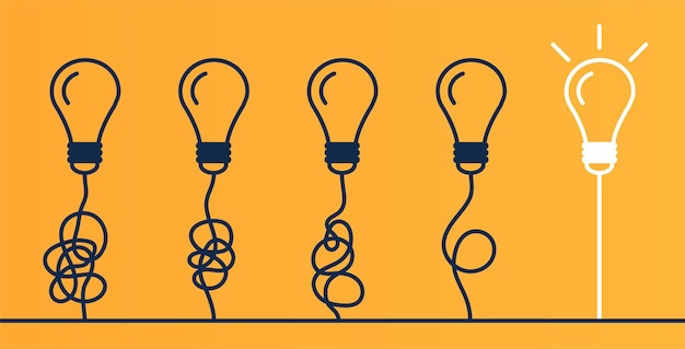 Bombillas sobre fondo amarillo una imagen abstracta de una idea que ha venido elementos gráficos para