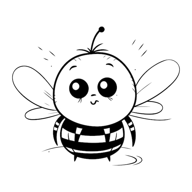 Una bonita abeja de dibujos animados aislada en un fondo blanco Ilustración vectorial