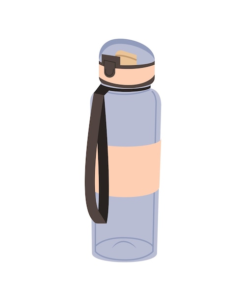 Bonita botella de agua en el caso con estilo de dibujos animados de frutas