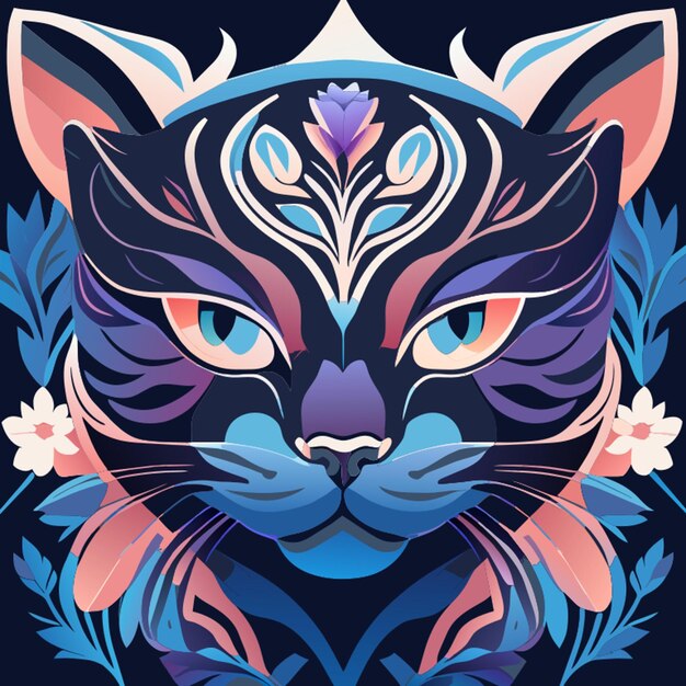 Bonita cabeza de gato sin ilustración de vector de fondo