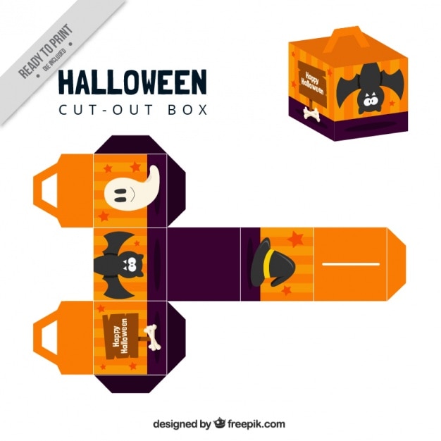 Vector bonita caja recortable de halloween