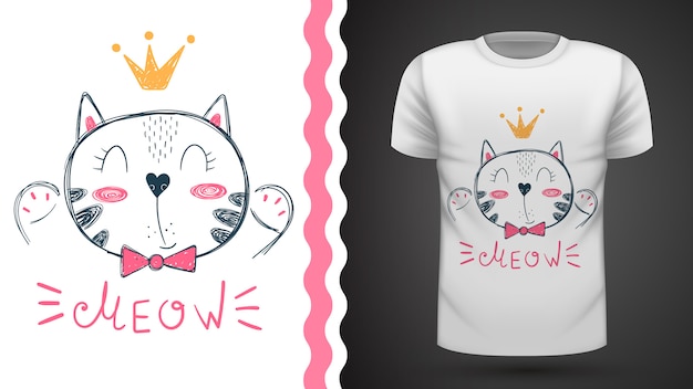 Bonita idea de kittty para camiseta estampada.