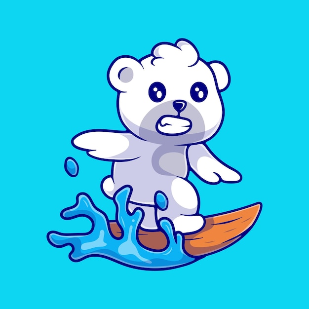 Bonita ilustración de oso surfero adecuada para el diseño de pegatinas y camisetas de mascotas