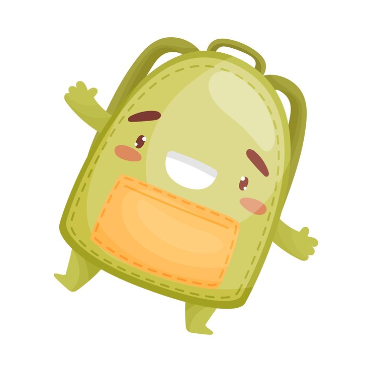 Vector bonita mochila verde con un bolsillo naranja en una pierna ilustración vectorial sobre fondo blanco