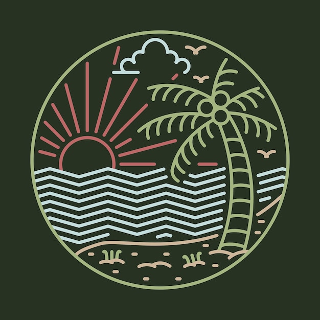 Bonita playa para relajarse en verano ilustración gráfica diseño de camiseta de arte vectorial