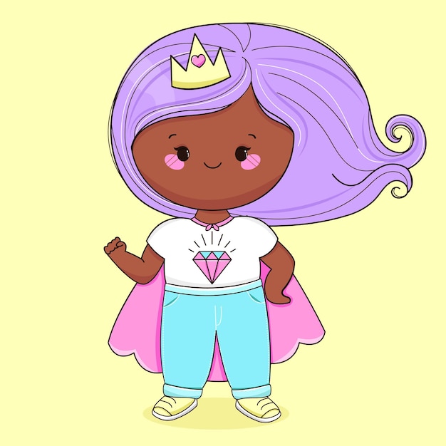 Vector bonita princesa de dibujos animados feliz día de la mujer