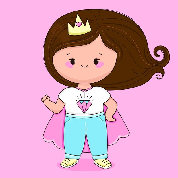 Vector bonita princesa de dibujos animados feliz día de la mujer