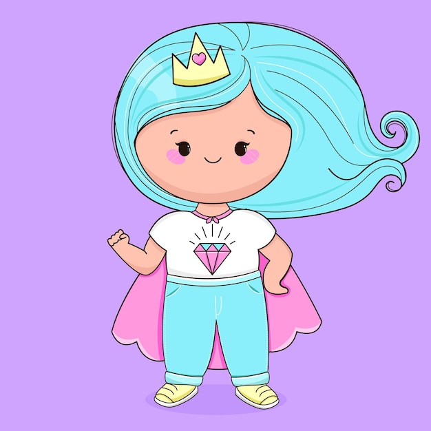 Vector bonita princesa de dibujos animados feliz día de la mujer