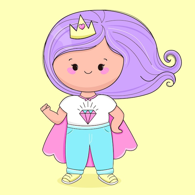 Bonita princesa de dibujos animados feliz día de la mujer