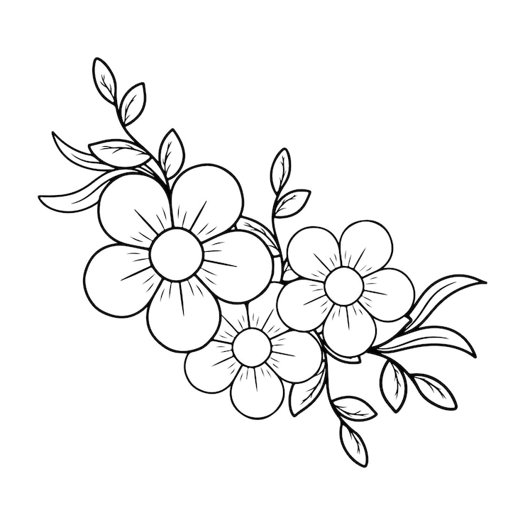 Vector bonitas flores con ramas y hojas, diseño de ilustraciones vectoriales con iconos aislados