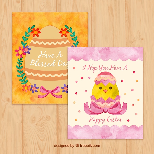 Vector bonitas tarjetas de pascua pintadas a mano