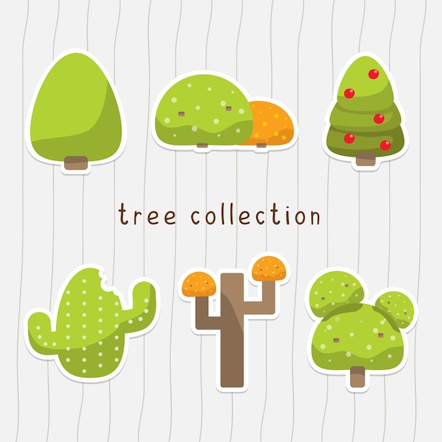 bonito árbol de diseño plano colección de pegatinas de otoño y clip art