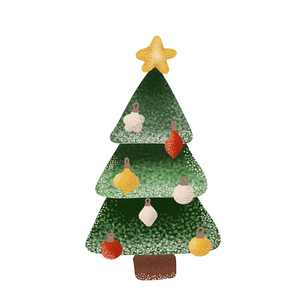 Vector bonito árbol de navidad con adornos aislados en blanco