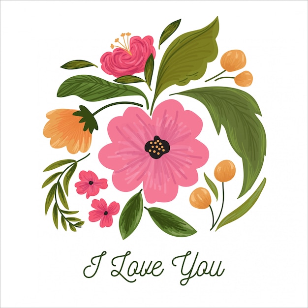 Vector bonito arreglo floral para san valentín, tarjeta de boda